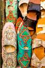 Slippers shoes in shops of Kasbah in Bab Al Fahs, Old Medina, Tangier, Morocco, Africa. Art Print